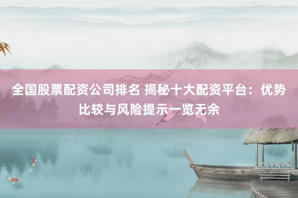 全国股票配资公司排名 揭秘十大配资平台：优势比较与风险提示一览无余
