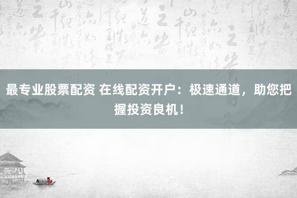 最专业股票配资 在线配资开户：极速通道，助您把握投资良机！