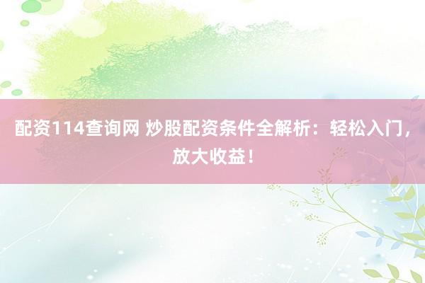配资114查询网 炒股配资条件全解析：轻松入门，放大收益！