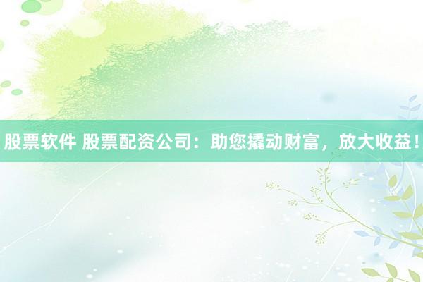 股票软件 股票配资公司：助您撬动财富，放大收益！