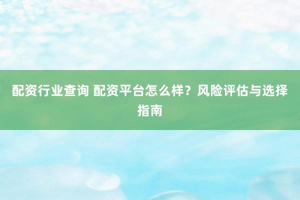 配资行业查询 配资平台怎么样？风险评估与选择指南