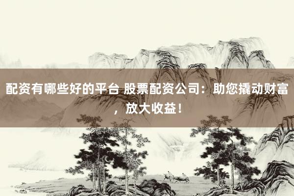 配资有哪些好的平台 股票配资公司：助您撬动财富，放大收益！