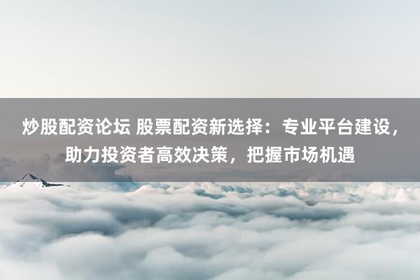 炒股配资论坛 股票配资新选择：专业平台建设，助力投资者高效决策，把握市场机遇