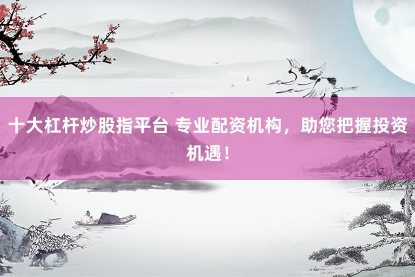 十大杠杆炒股指平台 专业配资机构，助您把握投资机遇！