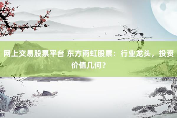网上交易股票平台 东方雨虹股票：行业龙头，投资价值几何？