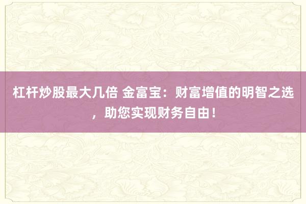 杠杆炒股最大几倍 金富宝：财富增值的明智之选，助您实现财务自由！