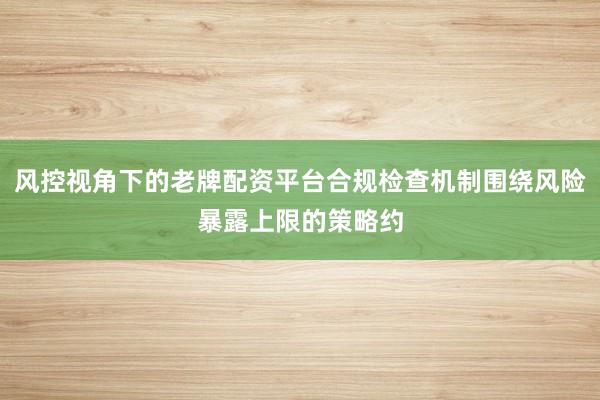 风控视角下的老牌配资平台合规检查机制围绕风险暴露上限的策略约