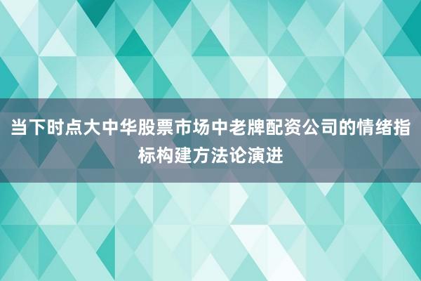 当下时点大中华股票市场中老牌配资公司的情绪指标构建方法论演进