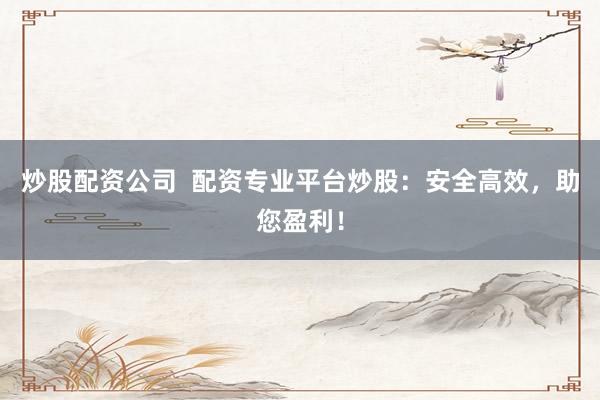 炒股配资公司  配资专业平台炒股：安全高效，助您盈利！