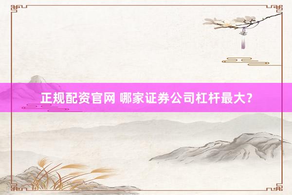 正规配资官网 哪家证券公司杠杆最大?